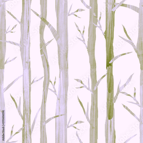 Fototapeta Naklejka Na Ścianę i Meble -  Abstract decorative trees pattern - abstract forest seamless pattern 