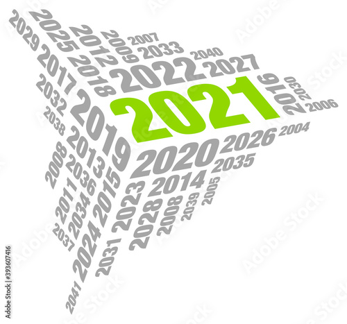2021 Würfel Ecke Jahreszahlen Grau Und Grün