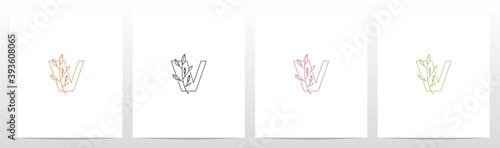 Branch With Leaves On Letter Logo Design V
