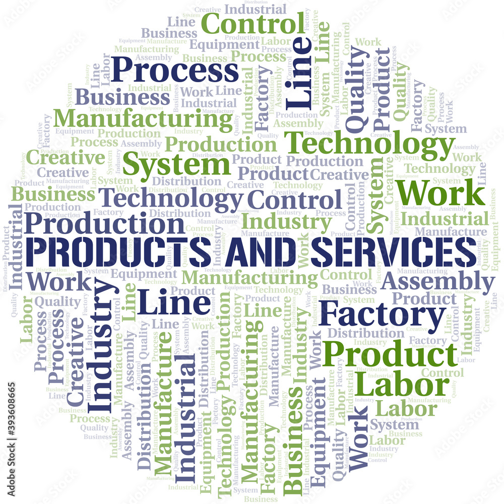 Obraz premium Products And Services word cloud create with text only.