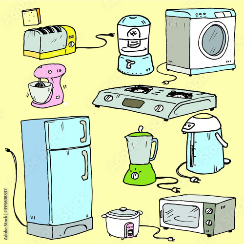 set of kitchen appliances