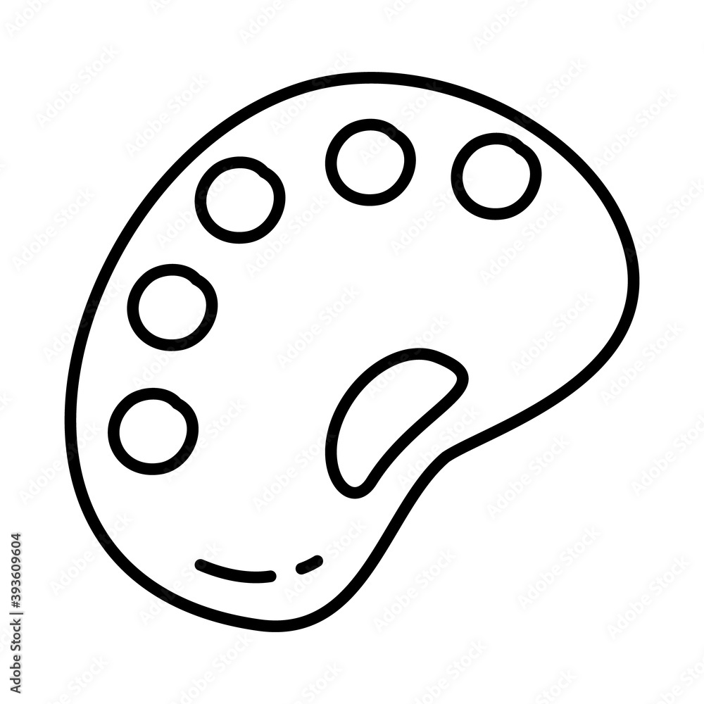 Fototapeta premium stationary concept, paint palette icon, line doodle style