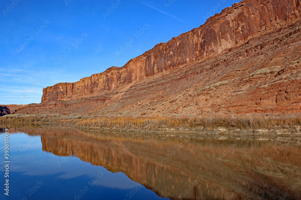Reflections in the Colorado River, Utah in winter	