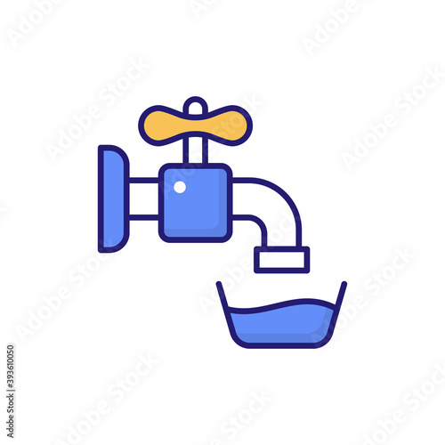 Water System Flat Filled Style Icon. EPS File 10
