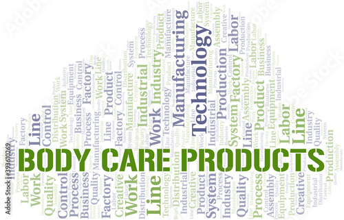 Body Care Products word cloud create with text only.