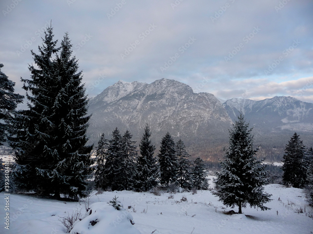 Kramerspitze mountain in wintertime, Bavaria, Germany