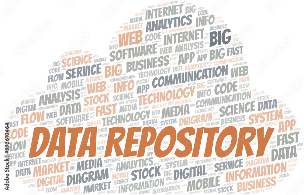 Obraz premium Data Repository vector word cloud, made with text only.
