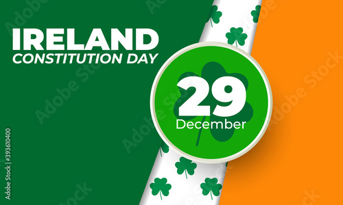 Ireland Constitution Day 29 December. Poster, template, greeting card, banner, background design. Vector EPS 10. photo