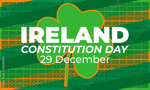 Ireland Constitution Day 29 December. Poster, template, greeting card, banner, background design. Vector EPS 10. photo