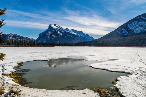 Open water despite it being winter. Vermillion Lakes, Banff National Park, Alberta, Canada