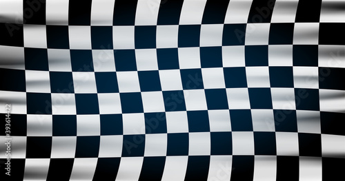 Checkered flag for car racing or rally club. Modern illustration. Realistic checkered pattern background.