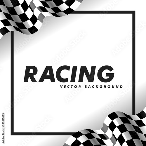 Waving checkered flag along the edges on a white transparent background. Modern illustration.