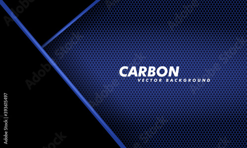 Dark blue abstract background with black corners, carbon fiber. vector illustration.
