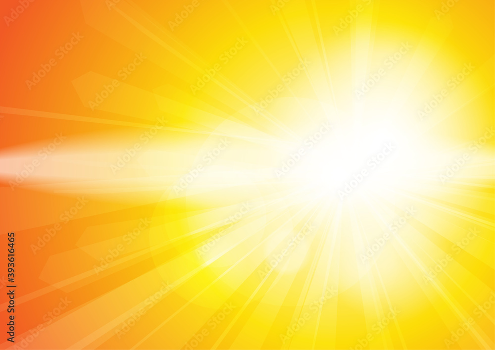Vector : Abstract orange and yellow sunshine with len flare background Vector : Abstract orange and yellow sunshine with len flare background
