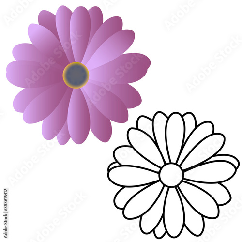 3d and line set of beautiful flower gradient vector design isolated on white background
