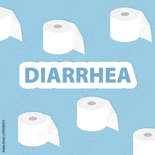 diarrhea word and tilet paper icons- vector illustration