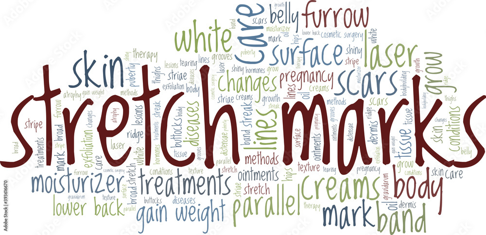 Obraz premium Stretch marks vector illustration word cloud isolated on a white background.