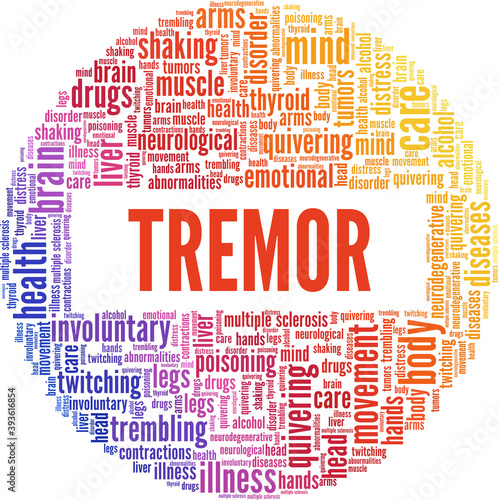 Tremor vector illustration word cloud isolated on a white background.