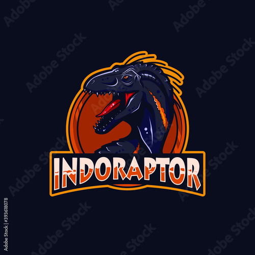 Indoraptor Esports Mascot Logo. Text is editable.