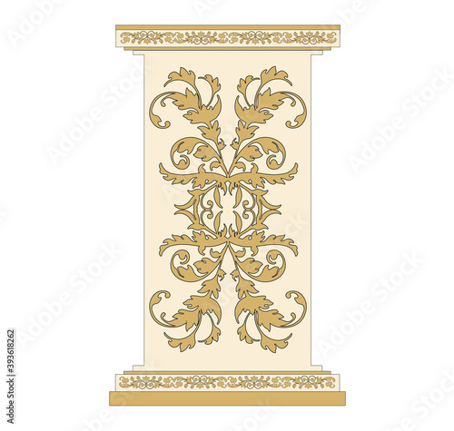ANCIENT ROMAN COLUMN DECORATED WITH MEDIEVAL ORNAMENTS