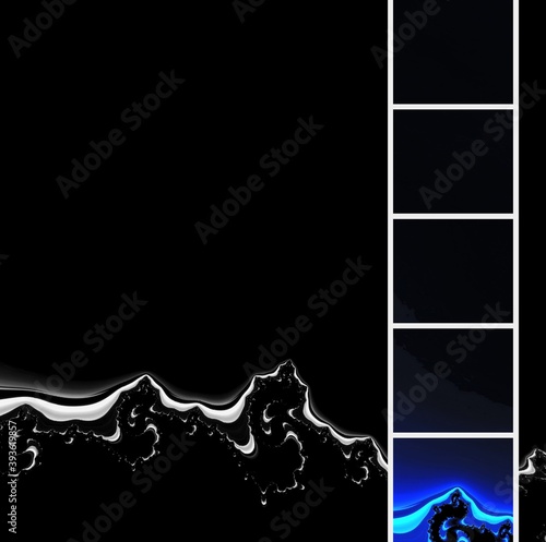 Fototapeta Naklejka Na Ścianę i Meble -  abstract ice-berg shape with white and blue geometric design and pattern on jet black background