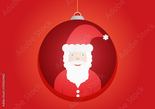 Bola de navidad roja con Papa Noel.