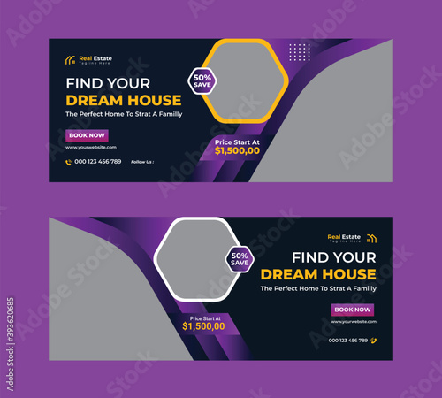 Real Estate Home Sale Social Media Facebook Cover Template Design