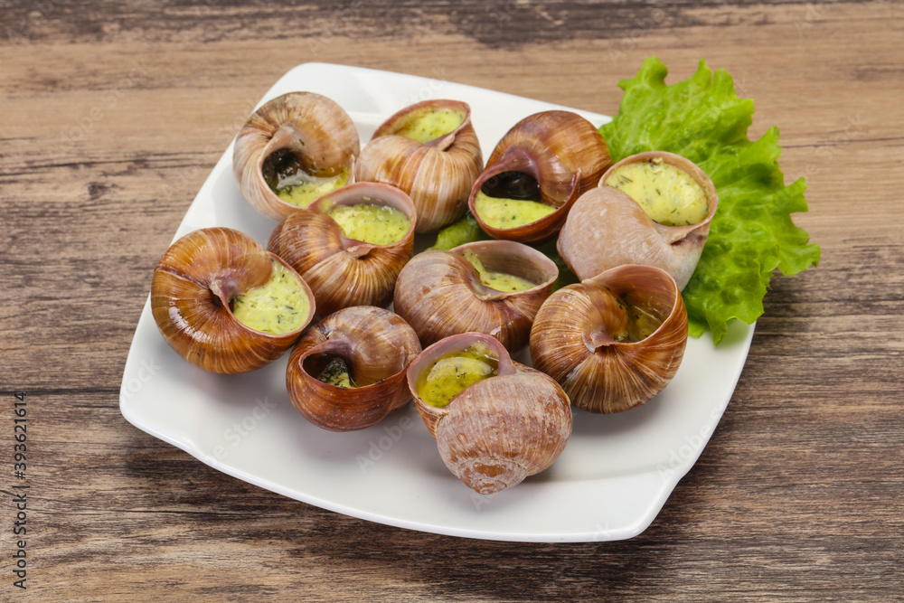 French cuisine - Escargot with sauce French cuisine - Escargot with sauce
