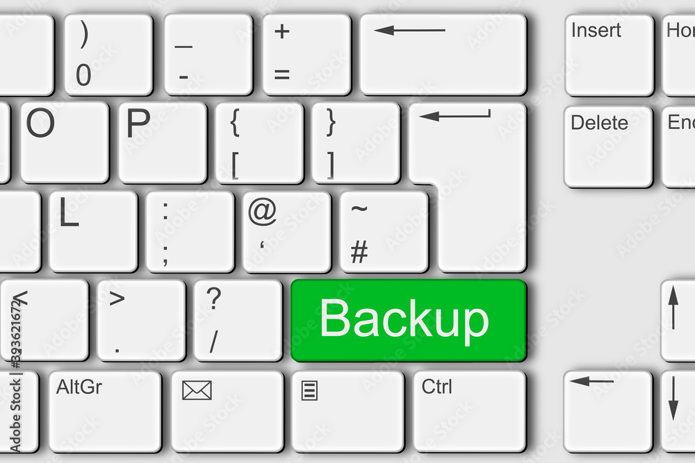 Backup concept PC computer keyboard 3d illustration Backup concept PC computer keyboard 3d illustration