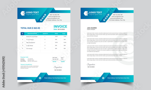 Modern Letterhead Or Invoice Set Template Design