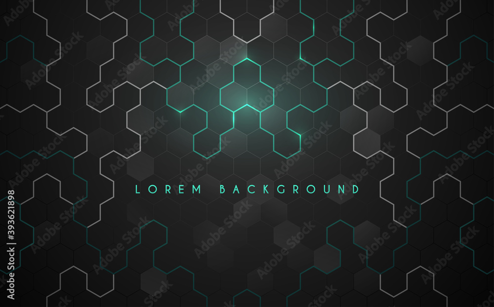 Abstract hexagonal background with light effect