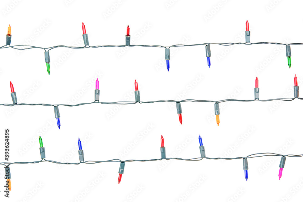 Christmas lights string isolated on white background with clipping path Christmas lights string isolated on white background with clipping path