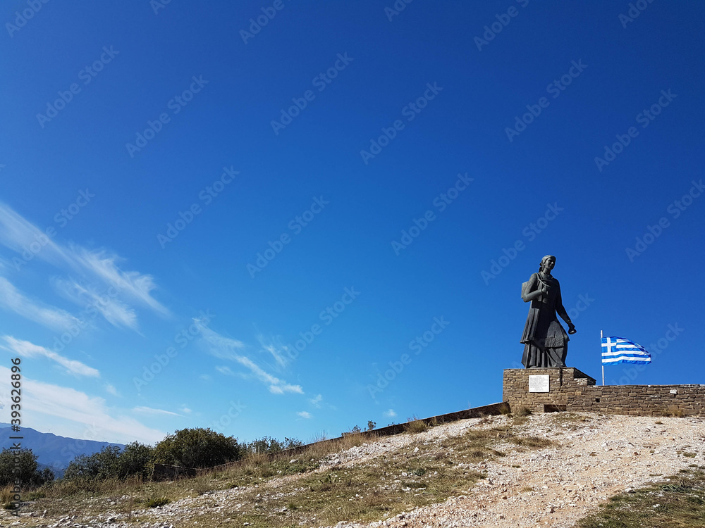 woman of pindos  didicated to world war 2 in Zagoria villages Ioannina  perfecture greece