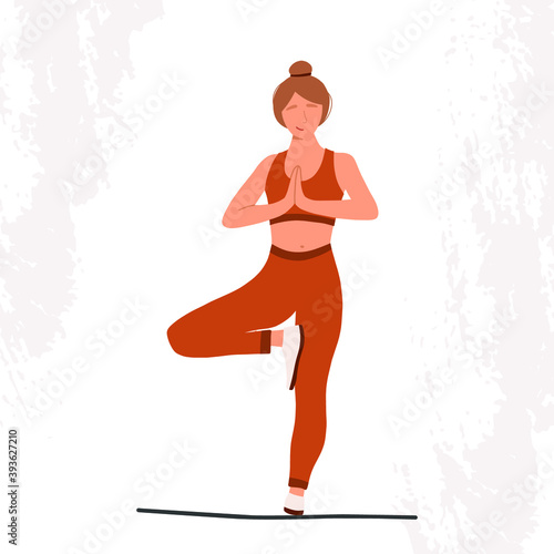 Woman practicing yoga at home. Sitting in asana on yoga mat meditating, lighting candles. Kundalini yoga in white clothes. Girl in yoga pose wearing turban, top and leggings. Trendy flat illustration.