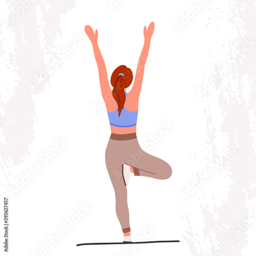 Woman practicing yoga at home. Sitting in asana on yoga mat meditating, lighting candles. Kundalini yoga in white clothes. Girl in yoga pose wearing turban, top and leggings. Trendy flat illustration.