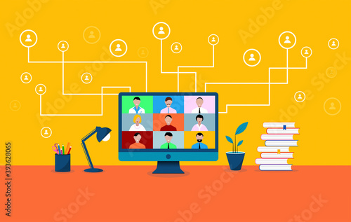 computer, videoconferenza, conferenza, social network