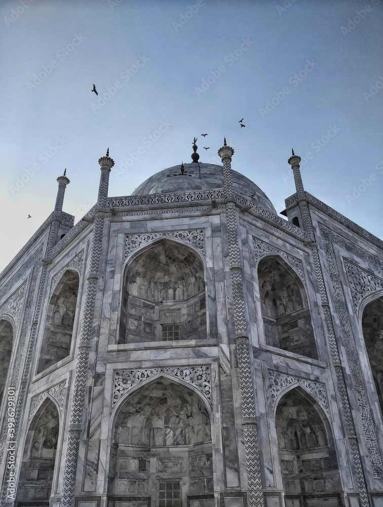 Taj Mahal - A white pearl  in light blue sky's ocean