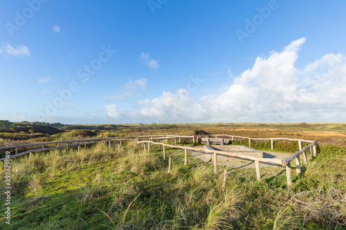 Viewpoint Turfveld with scenic view of National Park Dunes Texel, North Holland, Netherlands