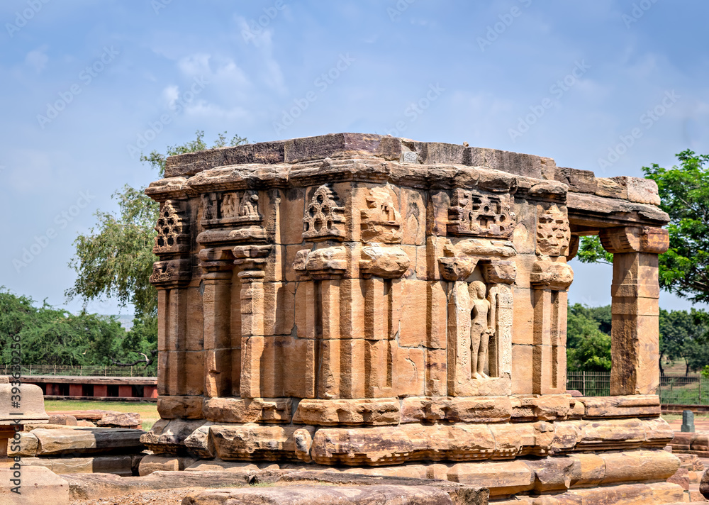 Ancient stone temple monument at Pattadakal , Karnataka, India.