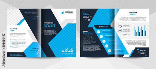 Blue and black corporate business brochure template. Corporate business flyer template.