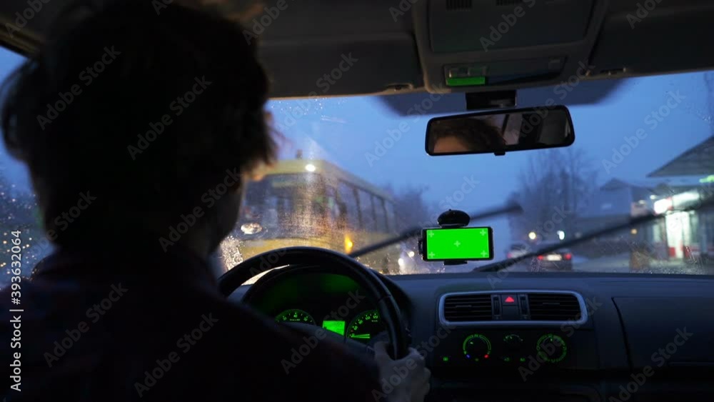 Phone on Car Dashboard Green Screen Phone on Car Dashboard Green Screen