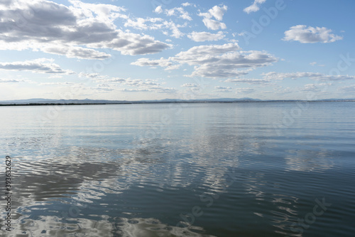 Amazing landscape of La Albufera lagoon in Natural Park landscape near Valencia,Spain .