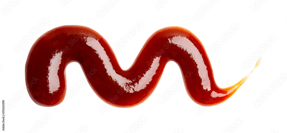 Smear of barbecue sauce or ketchup isolated on white background, close up. Smear of barbecue sauce or ketchup isolated on white background, close up.
