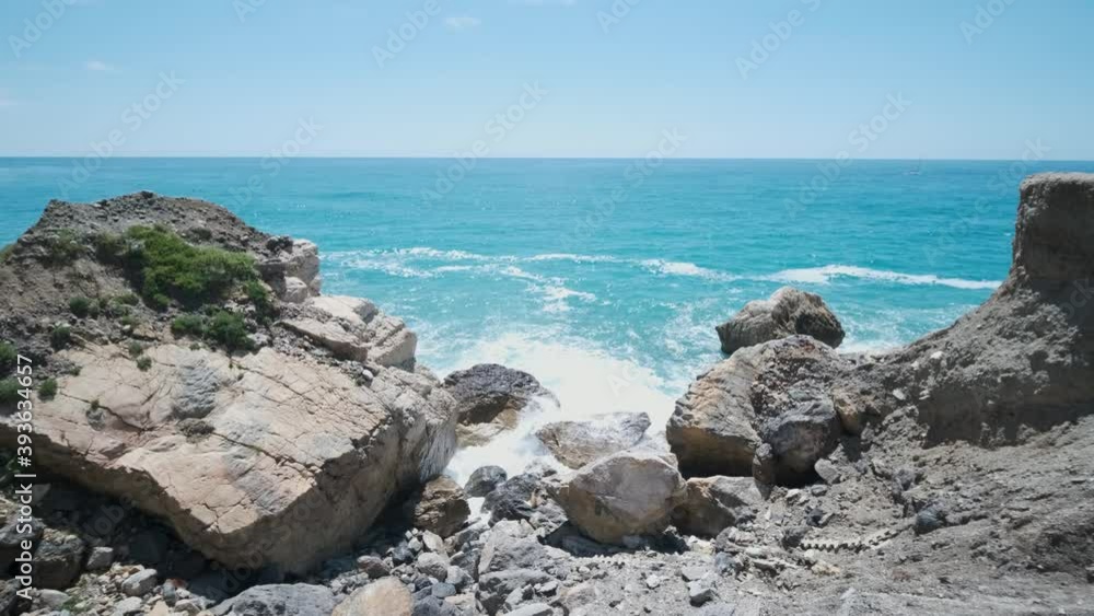Waves on the rocks in Italy Waves on the rocks in Italy