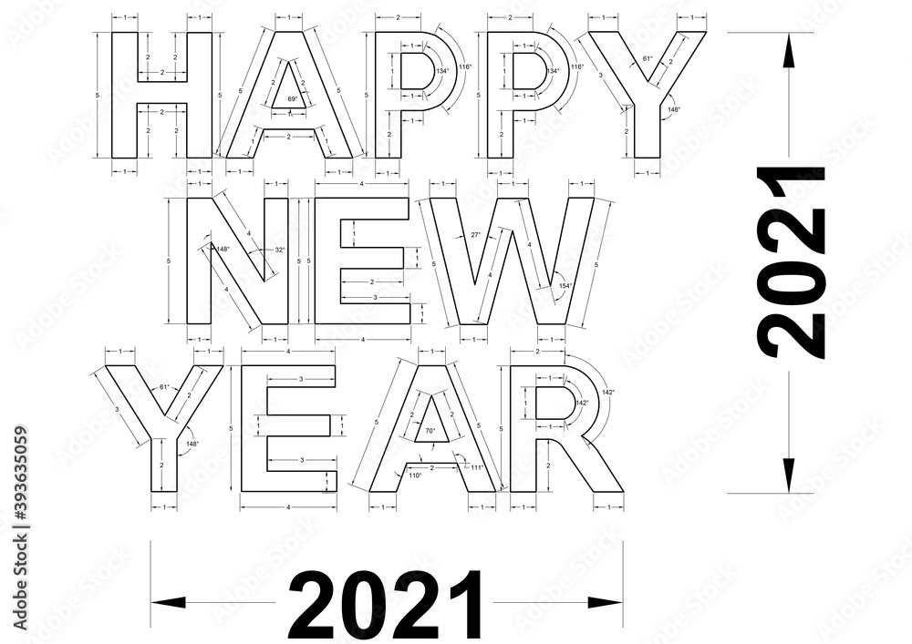 Obraz premium Happy New year 2021 - Blueprint