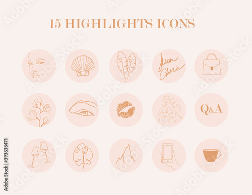 Set of vector icons for your business, scrapbooking, bullet journalling, instagram story buttons. Vector set design templates icons and emblems - social media story highlight.	