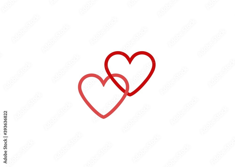 Two red heart isolated on white engaged love relationship Two red heart isolated on white engaged love relationship