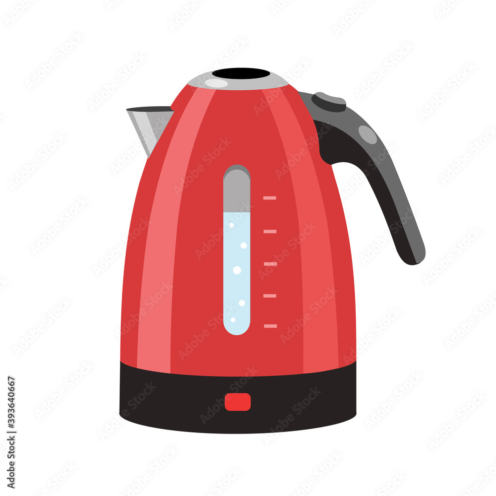 Teapot. Electric kettle for home use in the kitchen. For boiling water for tea or coffee. Vector illustration isolated on white background. Flat icon Teapot. Electric kettle for home use in the kitchen. For boiling water for tea or coffee. Vector illustration isolated on white background. Flat icon