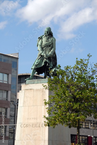 Ville de Rouen, Statue de Pierre Corneille en centre ville, département de Seine-Maritime, France
