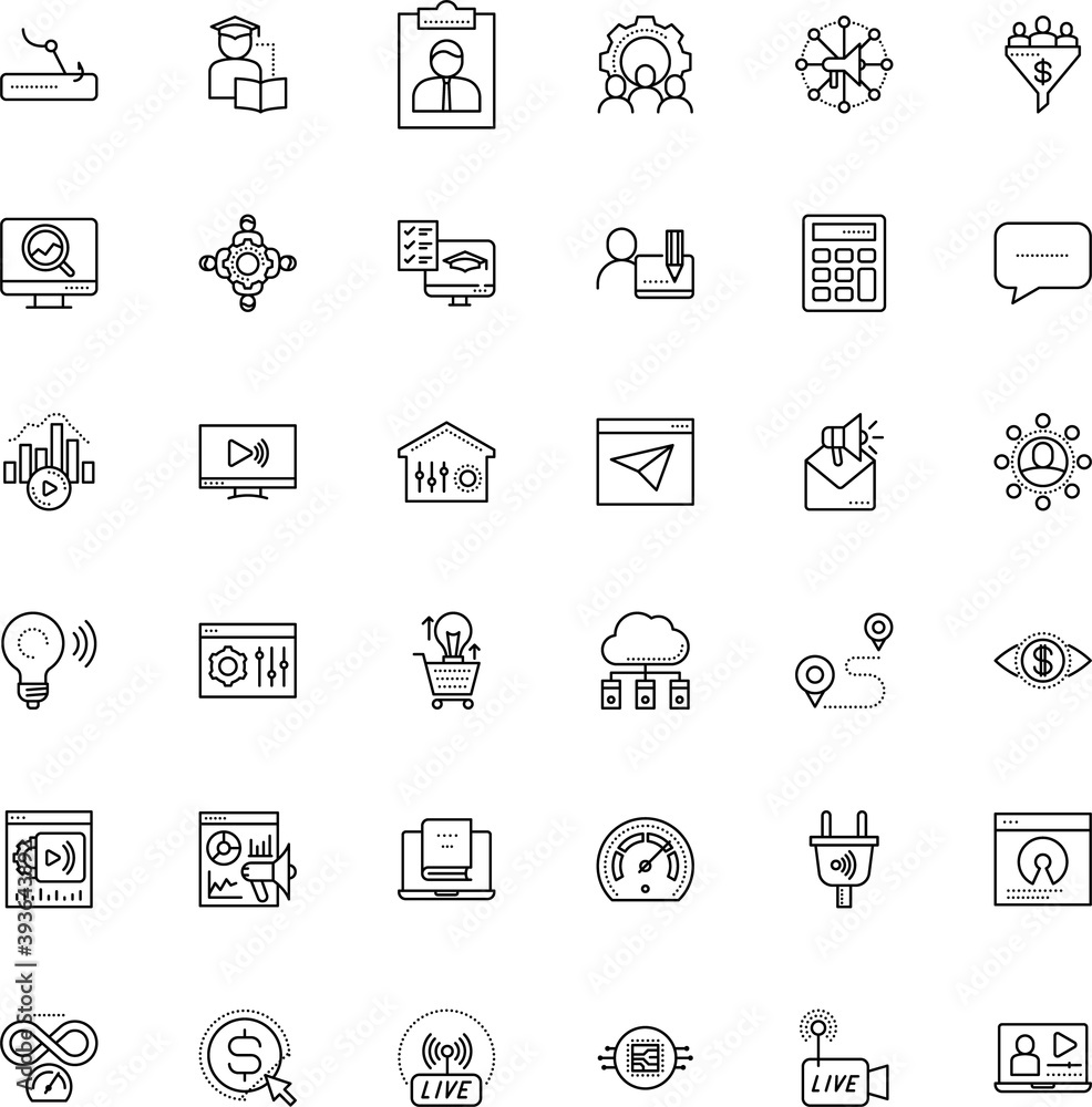 internet vector icon set such as: developer, watch, remote, path, global, social media network-live video, homepage, chat, conversion, general, stroke, customer, help, wealth, training, university internet vector icon set such as: developer, watch, remote, path, global, social media network-live video, homepage, chat, conversion, general, stroke, customer, help, wealth, training, university